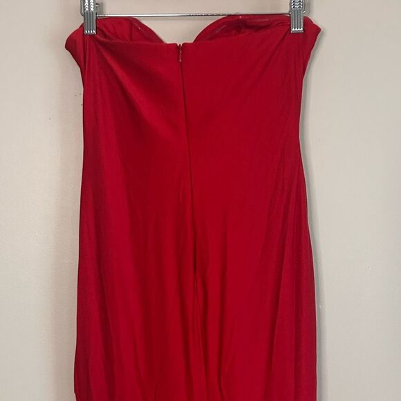 Faviana Red Elegant Strapless Front Knot Evening Gown Size 4 - Picture 8 of 11